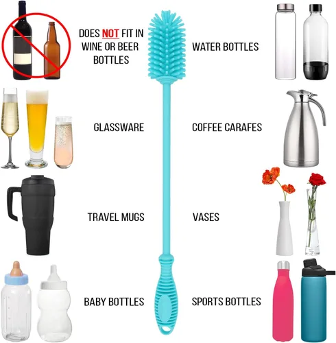 Miniatura 5 de Kitchiny Juego de cepillo de botella de silicona de 12.5 pulgadas y cepillo limpiador de pajitas Limpiador de botellas de agua para Hydro Flasks