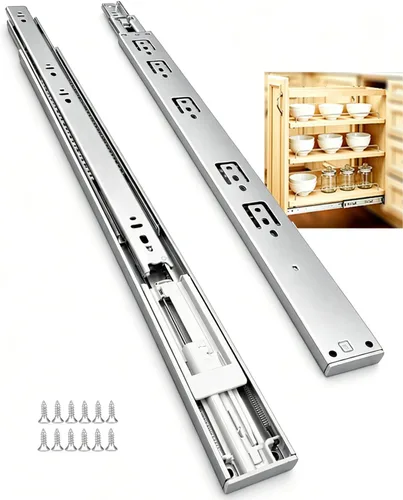 Gobrico - Herrajes para muebles de 20 pulgadas, 100 libras. Deslizadores de cajón hidráulicos de cierre suave, extensión completa, rodamiento de