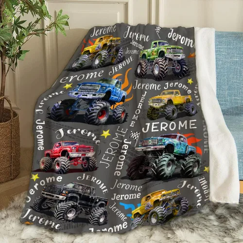 Miniatura 27 de Manta de Bebé Personalizada Camiones de Construcción Personalizados Camión Volquete Mantas con Nombre para Niños, Niñas y Pequeños Manta Suave