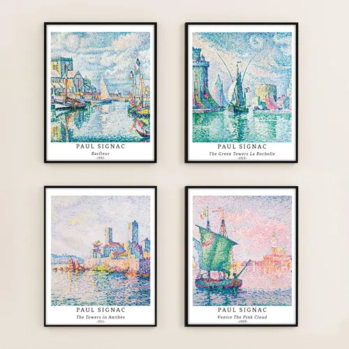 Miniatura 7 de Berkin Arts Juego de 4 impresiones artísticas sin marco, arte giclée, arte de paisaje de 8 x 10 pulgadas, decoración universitaria, puesta de sol