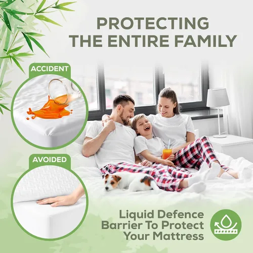 Miniatura 2 de Protector de colchón individual XL de lujo, protector de colchón 100% impermeable y parte superior de viscosa de bambú 100% Transpirable