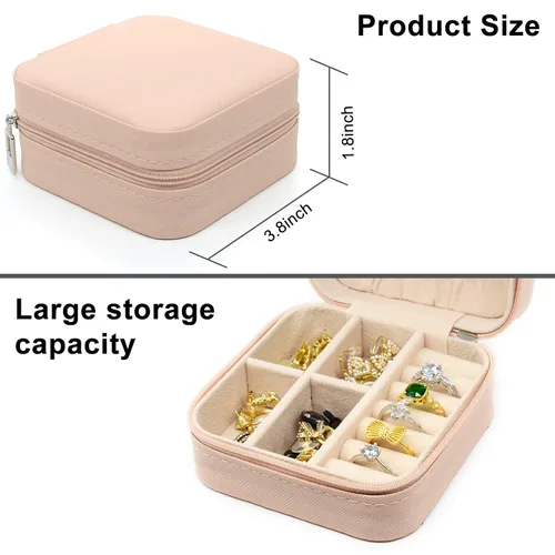 Miniatura 3 de Joyero pequeño estuche de joyería portátil de viaje para anillo dije aretes collar organizador de pulseras cajas de almacenamiento 1 unidad rosa