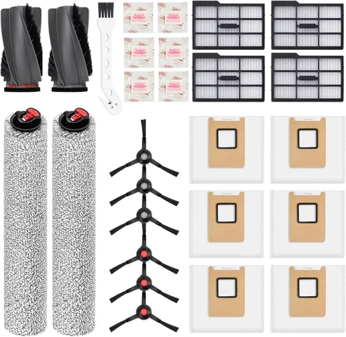 Miniatura 10 de Kit de repuesto para aspiradora robot Mova E40 Ultra, 2 cepillos principales, 4 filtros, 6 almohadillas de fregona y bolsas de polvo, tabletas