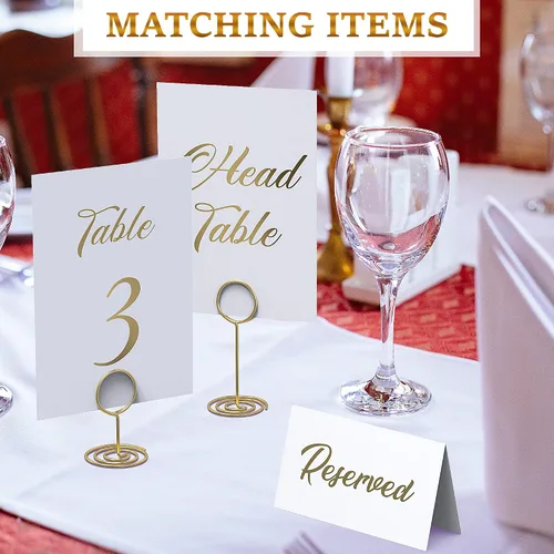 Miniatura 8 de Números de mesa dorados del 1 al 30 con 10 soportes dorados para números de mesa