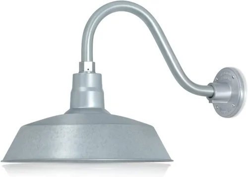 Miniatura 33 de 14 pulgadas. RLM Warehouse - Pantalla con brazo de cuello de cisne y bombilla Led A19 5000K de 9W Galvanizado (paquete de 2)