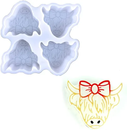 Miniatura 3 de Molde de silicona de Freshie de coche con forma de toro cuatro en uno para hacer jabón Aroma Beads Car Freshie, colgante, vela, resina