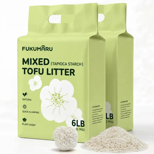 Miniatura 10 de FUKUMARU Arena para gatos de tofu, aglutinación de 12 libras y gestión de olores, aroma Gardenia, heces de frijoles y almidón de mandioca, bajo