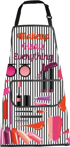 Miniatura 9 de MBMSO Delantales de maquillaje con bolsillos, delantal de maquillaje para artista, esteticista, regalo, cosmetología, regalo para estudiantes