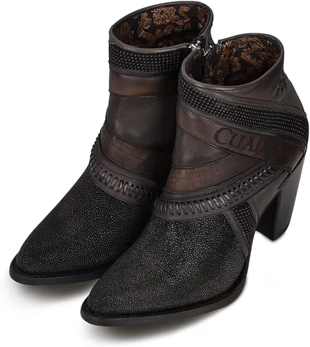 Miniatura 7 de Cuadra Botines de mujer en piel auténtica de raya, con cremallera, color negro