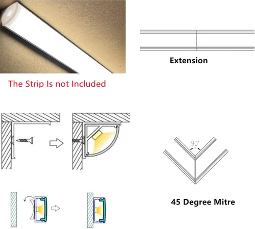 Miniatura 4 de THMOOTHER Paquete de 6 tiras LED premium en forma de V de 16 pulgadas con difusor anti UV, mejora tu iluminación para esquinas con estilo y Plateado