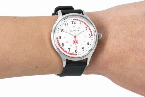 Miniatura 3 de Dakota Men's Stainless Steel Large Face Nurse Water Resistant Easy to Clean Watch with Black Silicone Band - Nurse, Paramedic, Doctor, Medical Field
