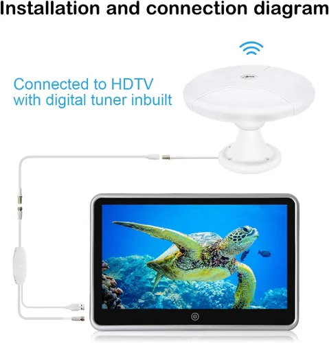 Miniatura 7 de Antena de TV para caravanas al aire libre para cámper, antena digital 4K HDTV RV montaje en techo con amplificador para canales locales