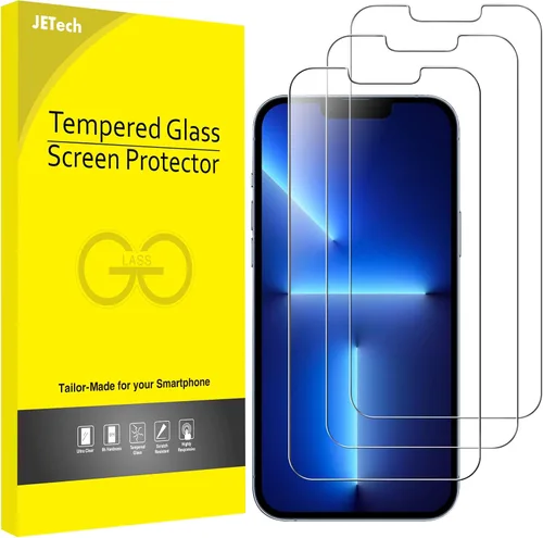 JETech Protector de pantalla compatible con iPhone 13 Pro Max de 6.7 pulgadas, película de vidrio templado, paquete de 3