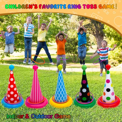 Miniatura 5 de Juego inflable de lanzamiento de anillos, juegos de fiesta de cumpleaños, juego de lanzamiento de anillos para niños y adultos, decoración de fiesta