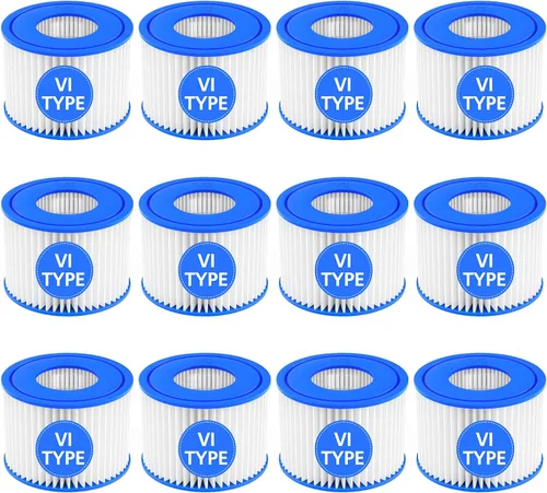 Paquete de 12 cartuchos de filtro para bañera de hidromasaje tipo VI compatibles con Lay-Z-Spa, Coleman SaluSpa 90352E 58323 90427E