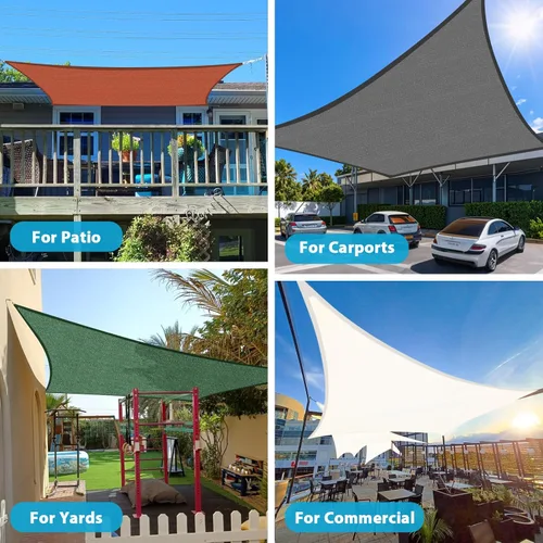 Miniatura 7 de Amagenix Vela de Sombra Solar 16'X20' Borde Curvado Toldo de Sombra Exterior Gris Oscuro Transpirable 95% Bloqueo UV Tela de Sombra para Patio