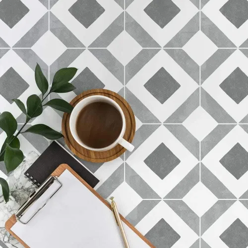 Miniatura 2 de Quattro - Plantilla de azulejos (pequeña de 6 x 6 pulgadas), plantillas geométricas de azulejos de cemento para pintar azulejos, plantillas