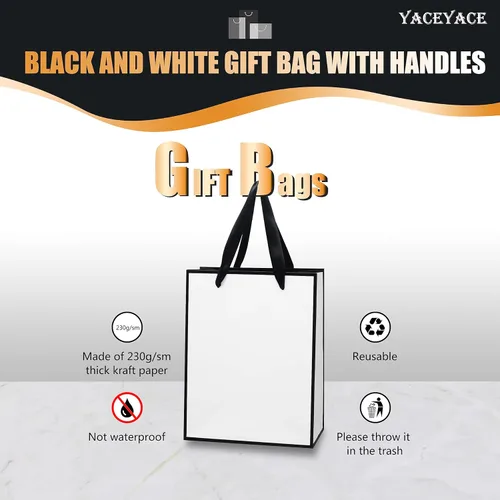 Miniatura 5 de Bolsas de regalo de tamaño mediano, venta al por menor, mercancía Blanco Negro