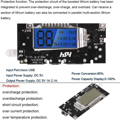 Miniatura 3 de Módulo de Carga de Batería Dual USB 18650 con Protección 4 piezas, Placa PCB de Banco de Energía, Módulo de Placa de Circuito Dual USB 5V 1A 2.1A