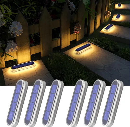Miniatura 12 de YiLaie – Luces solares para escalones al aire libre, impermeables, blanco cálido, luces de escalera alimentadas por energía solar para escalones