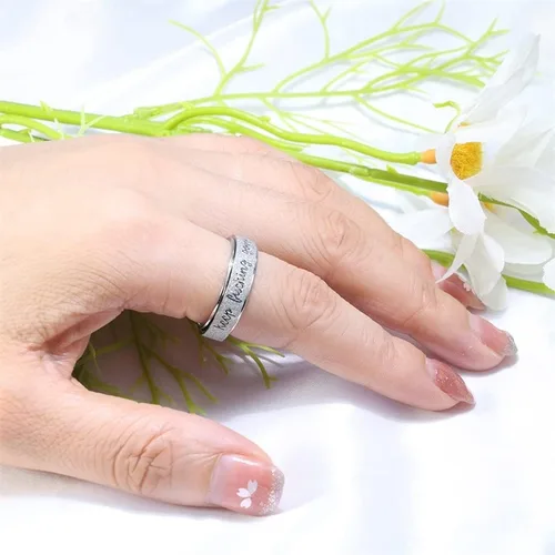 Miniatura 4 de Renkovte Anxiety Ring for Women MenSpinner Rings for Anxiety Women Stress ReliefKeep Going Fidget Rings Cool Ring Titanium SteelSize 6-10mm
