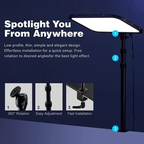 Miniatura 6 de Godox ES45 Luz Clave, luz de vídeo LED con soporte de escritorio extensible, ajuste de brillo del 0-100% y temperatura de color de 2800-6500k
