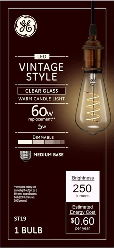 Miniatura 9 de GE Lighting 36538 LED de vidrio ámbar regulable Vintage Style G40 5 (reemplazo de 60 vatios), base mediana de 250 lúmenes Ámbar (Amber Glass)