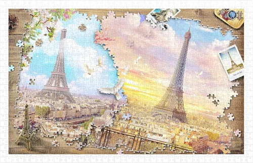 Miniatura 15 de Pintoo Rompecabezas de 1000 piezas para adultos – Torre Eiffel hermoso rompecabezas de plástico para decoración del hogar, cero polvo, fácil Torre