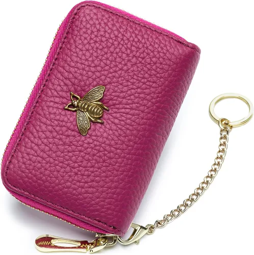 Miniatura 45 de imeetu Soporte para tarjetas de crédito RFID, cartera pequeña de cuero con cremallera para mujer