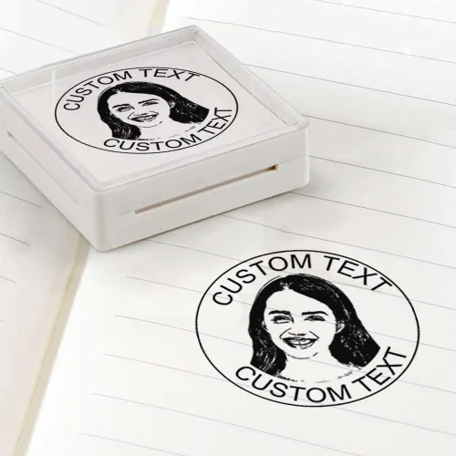 Miniatura 3 de Sellos personalizados autoentintados, sellos de fotos personalizados para retratos con cara y texto, suministros de oficina, negocios, sello