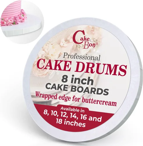 Miniatura 30 de Cakebon Tablas redondas para tartas – Tambores resistentes de 1/2 pulgada de grosor – Base profesional de 8 pulgadas para bordes totalmente