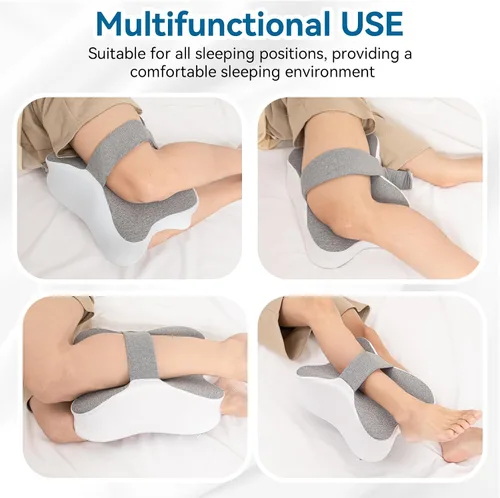Miniatura 5 de Almohada larga de rodilla para personas que duermen de lado entre las piernas, almohada de espuma viscoelástica para dormir de lado con correa