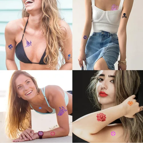 Miniatura 6 de Plantillas temporales de tatuaje para mujeres, niñas y niños, más de 410 piezas, kit de plantillas de tatuaje de henna, plantillas temporales