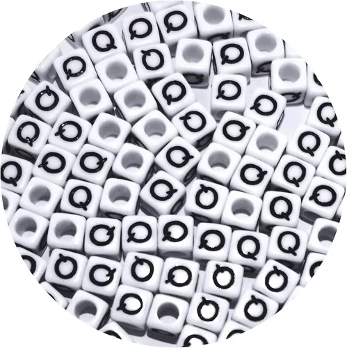 Miniatura 22 de Cuentas cuadradas de letras acrílicas de 0.236 x 0.236 pulgadas, cuentas A del alfabeto para pulseras, joyería, llavero DIY, 100