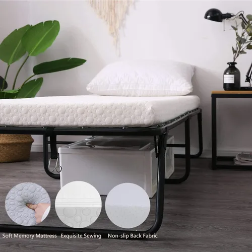 Miniatura 11 de LEISUIT - Cama plegable con colchón de espuma viscoelástica para invitados, catre plegable portátil para habitación y oficina