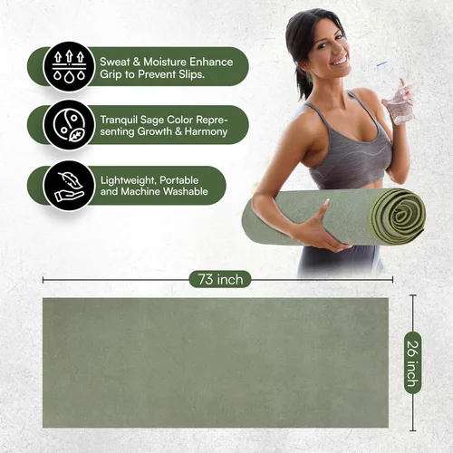 Miniatura 3 de Toalla para Esterilla de Yoga – Toalla de Yoga de Microfibra de Doble Cara – Toalla de Yoga Caliente Absorbente del Sudor Antideslizante – Ligera