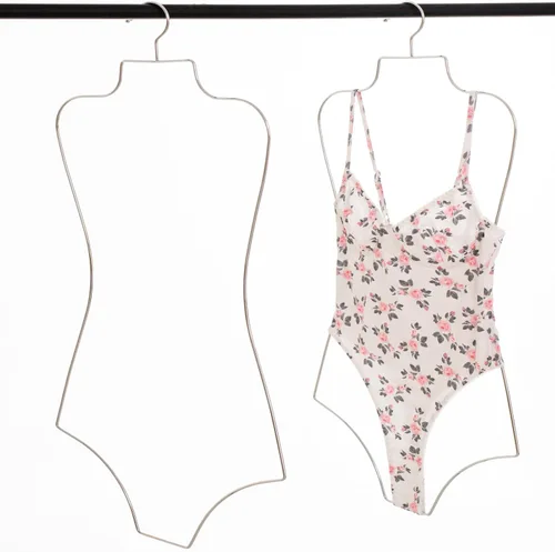 Miniatura 7 de Perchas de metal para bikini, ropa interior versátil, colgador de exhibición, 10 unidades, acabado plateado Plata