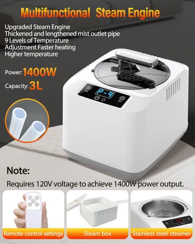 Miniatura 3 de KASUE Tienda de sauna de vapor portátil para el hogar, sauna infrarroja con vapor de 3 L, 9 niveles de temperatura y temporizador de 99 minutos, 5