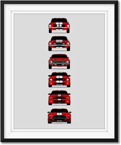Miniatura 12 de Custom Car Posters Póster hecho a mano compatible con Shelby Mustang GT500 Generations e impresión de Ford Shelby GT500, color gris Eleanor con 8.