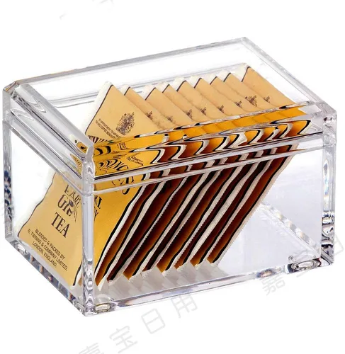Miniatura 6 de YTBH-08328 - Organizador de bolsas de té de acrílico, caja de té, soporte con tapa para bolsas de té, café, paquetes pequeños, edulcorantes