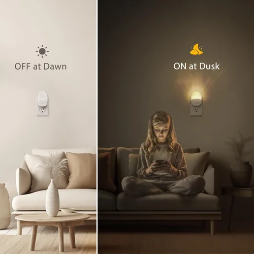Miniatura 4 de Briignite Luz Nocturna LED, Luces Nocturnas que se Enchufan a la Pared, Luz Nocturna para Niños, Paquete de 2 Unidades, Luz Nocturna Amarilla Ámbar