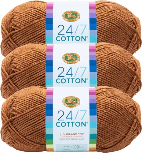Miniatura 79 de Lion Brand Yarn, Hilo ligero mercerizado de algodón 24/7 para tejer, ganchillo y manualidades, Almirante, 1 paquete, 185 yardas de fibra natural