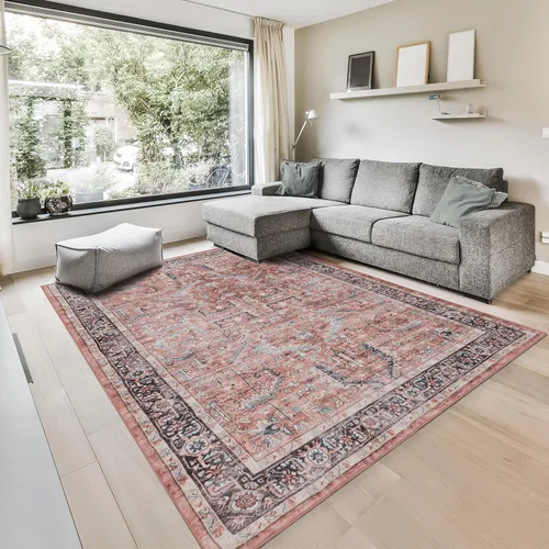Miniatura 81 de GLN Rugs Traditional Collection - Alfombra de felpilla lavable a máquina, tradicional, antideslizante, alfombra de felpilla de pelo bajo, para sala