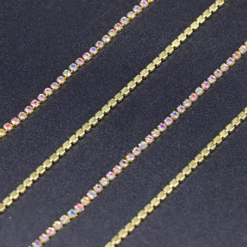 Miniatura 4 de Jerler 9 metros de adornos de diamantes de imitación con cadena cerrada SS6.5/2.0mm, cadena AB para costura, manualidades, ideal para bodas