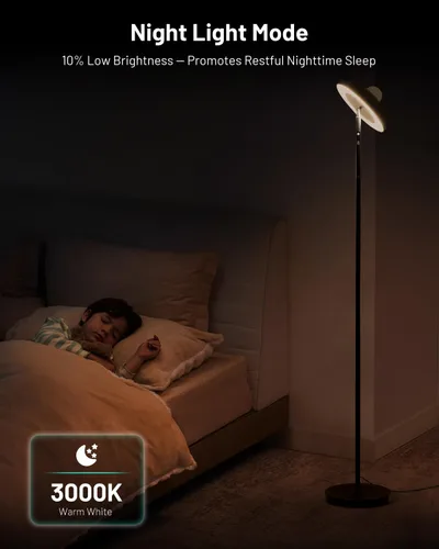 Miniatura 8 de Lámpara de pie LED con proyector de estrellas RGB y control remoto, lámpara de pie que cambia de color continuo de 3000 a 6000 K, lámpara de esquina