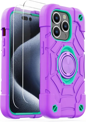Miniatura 38 de KCJ Funda para iPhone SE 2022/2020, iPhone 8/7/6/6S, con [2×Protectores de Pantalla][Soporte de Anillo] Silicona Suave+PC Duro Protección Completa