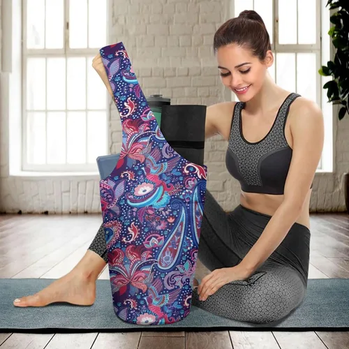 Miniatura 7 de Bolsa para esterilla de yoga para mujeres con bolsillo grande lateral, duradera de lino, bolsa de gimnasio para entrenamiento, almacenamiento