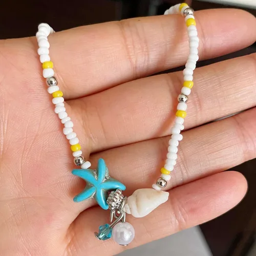 Miniatura 7 de Tobilleras de cadena de estrellas de mar, tobilleras para pies de playa, para mujeres y niñas
