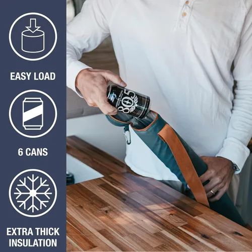 Miniatura 3 de CleverMade - Funda aislante para tubo de cerveza con enfriador - 6 latas / 1.89 L Midnight/Negro Bolso de enfriamiento portátil con correa