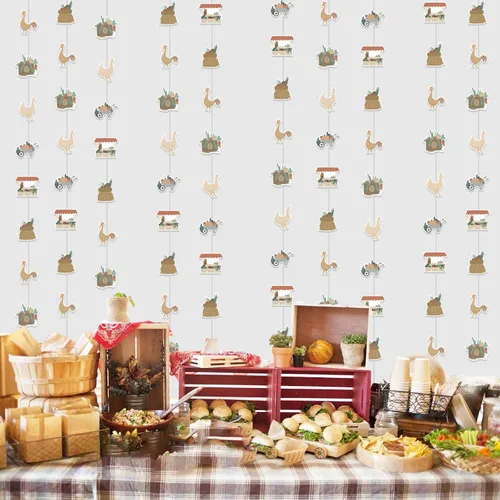 Miniatura 2 de Cheereveal Guirnalda de serpentinas con temática de mercado de agricultores, retro cultivado localmente, para jardinero, colgantes de techo